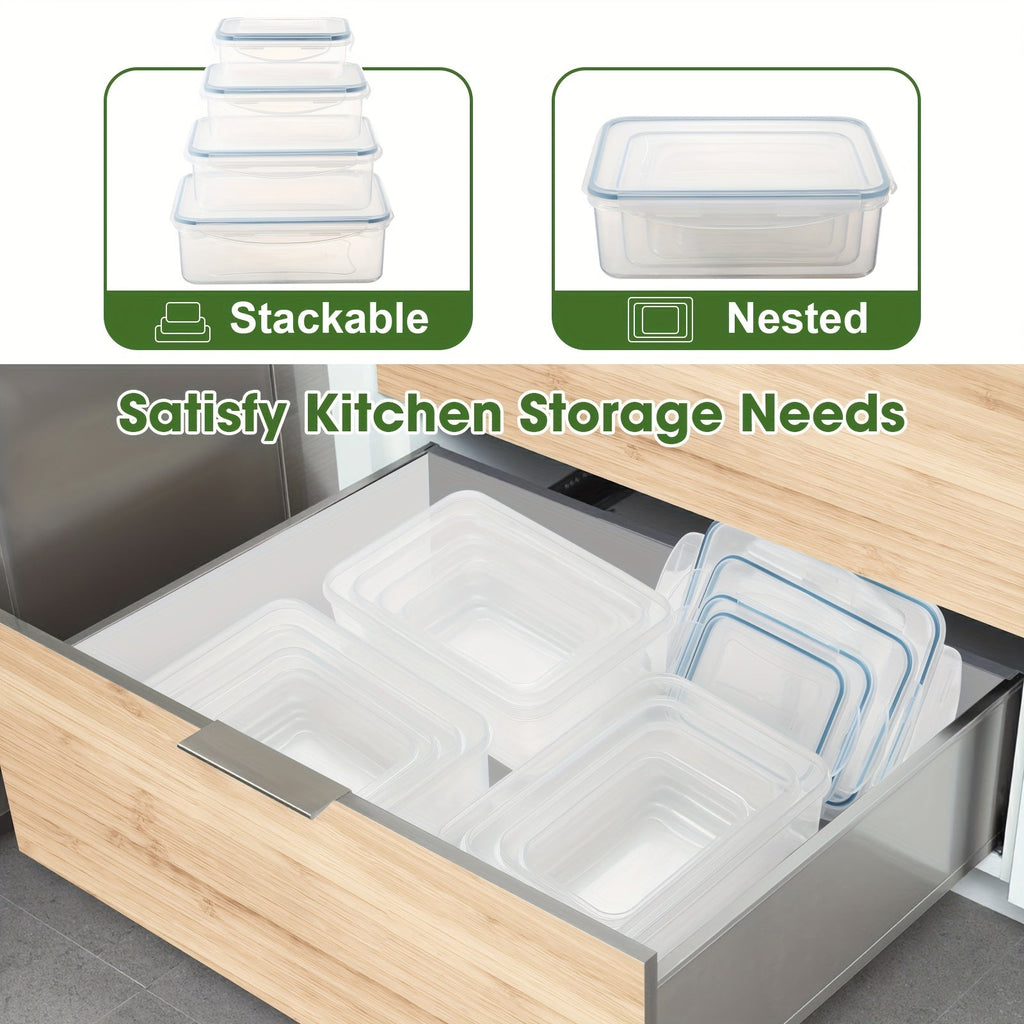 16-50PCS Food Storage Containers Set - BPA-Free Plastic Containers with Lids, Labels & Marker - Stackable, Leak-Proof, Reusable Kitchen Organizers for Meal Prep & Pantry Storage