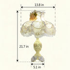 Victorian Pink & Ivory Table Lamp – Lace Pleated Shade & Beaded Fringe, Princess Bedside Night Light
