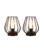 7'' Tall Metal Lamp Mini Cage Shape Cordless Table Battery Lanterns(Set of 2)