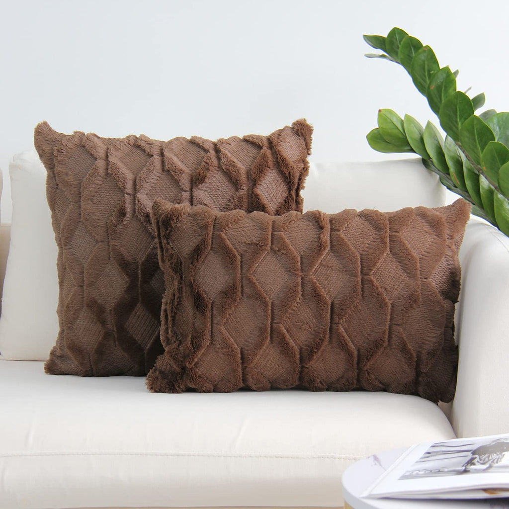 Pack of 2 bundle One 18"x18" with a matching color of one 12"x20" Square and rectangle combo set throw pillow covers with inserts