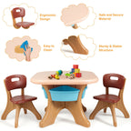 Children Kids Activity Table & Chair Set Play Furniture W/Storage-Coffee