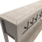 TREXM Rustic Entryway Console Table60" Long Sofa Table with two Different Size Drawers and Bottom Shelf for Storage (Gray Wash)
