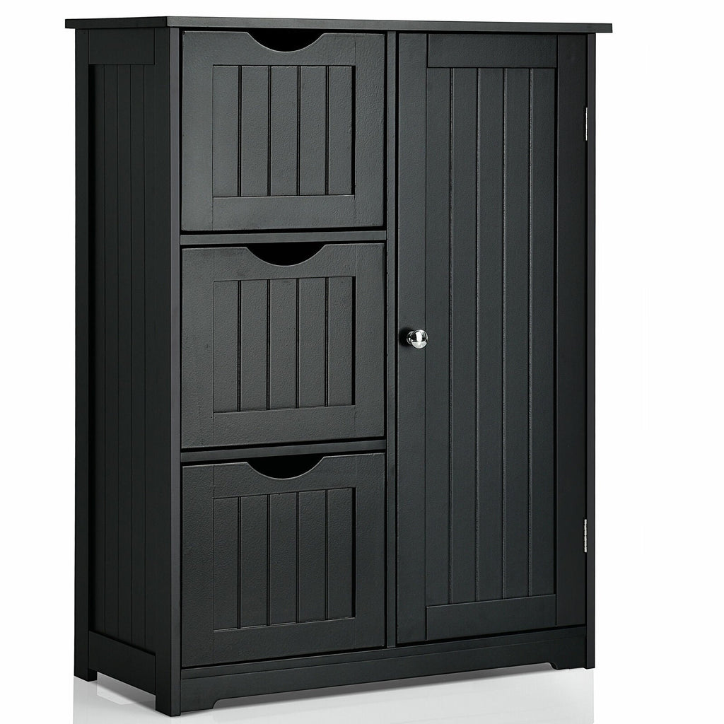 Bathroom Floor Cabinet Side Storage Cabinet with 3 Drawers and 1 Cupboard