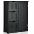 Bathroom Floor Cabinet Side Storage Cabinet with 3 Drawers and 1 Cupboard
