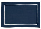 Fennco Styles Pleated Design Navy Blue Placemats 13" W X 19" L, Set of 4 - Classic Border Table Mats for Everyday Use, Dining Room Décor, Family Gatherings and Special Occasions