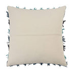 Fennco Styles Boho Striped Fringe Cotton Decorative Throw Pillow 20" W X 20" L – Blue Textured Cushion for Couch, Sofa, Bedroom, Office and Living Room Décor