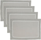 Fennco Styles Pleated Design Navy Blue Placemats 13" W X 19" L, Set of 4 - Classic Border Table Mats for Everyday Use, Dining Room Décor, Family Gatherings and Special Occasions