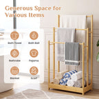3-Tier Bamboo Towel Rack with Storage Shelf