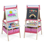 3-in-1 Kids Art Easel with Magnetic Whiteboard & Chalkboard