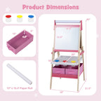 3-in-1 Kids Art Easel with Magnetic Whiteboard & Chalkboard