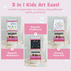 3-in-1 Kids Art Easel with Magnetic Whiteboard & Chalkboard