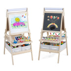 3-in-1 Kids Art Easel with Magnetic Whiteboard & Chalkboard