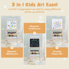 3-in-1 Kids Art Easel with Magnetic Whiteboard & Chalkboard