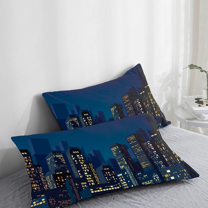 3D HD Pillow Cover City Landscape Rise Building Home Decorative Pillow Cases Cotton Linen Square Cushion Covers For Sofa Couch