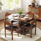 47 Inch Round Dining Table for 4-6 People Large Kitchen Table with 2-Tier Storage Shelves