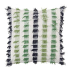 Fennco Styles Boho Striped Fringe Cotton Decorative Throw Pillow 20" W X 20" L – Blue Textured Cushion for Couch, Sofa, Bedroom, Office and Living Room Décor