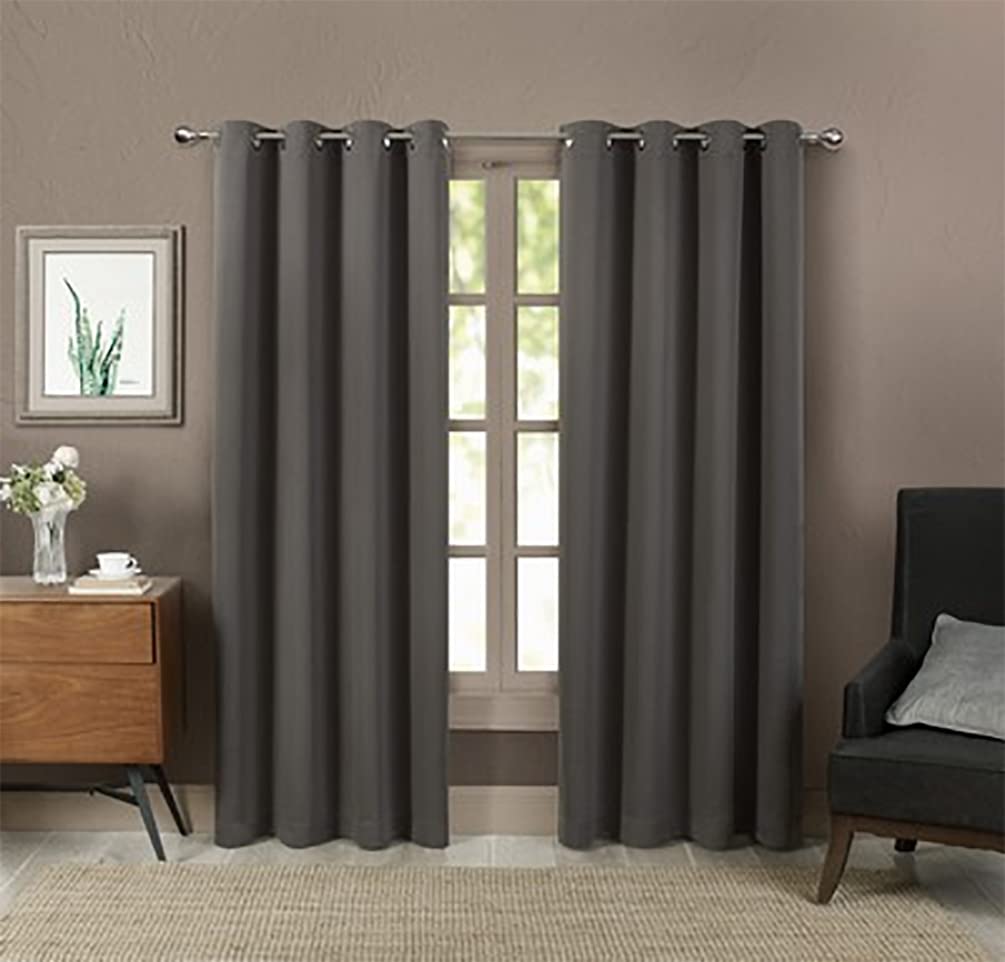 Fennco Styles Grommet Top Blackout Window Curtains 2 Panels for Bedroom, Living Room, Patio Door Backing Sliding Glass Door Drape