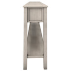 TREXM Rustic Entryway Console Table60" Long Sofa Table with two Different Size Drawers and Bottom Shelf for Storage (Gray Wash)