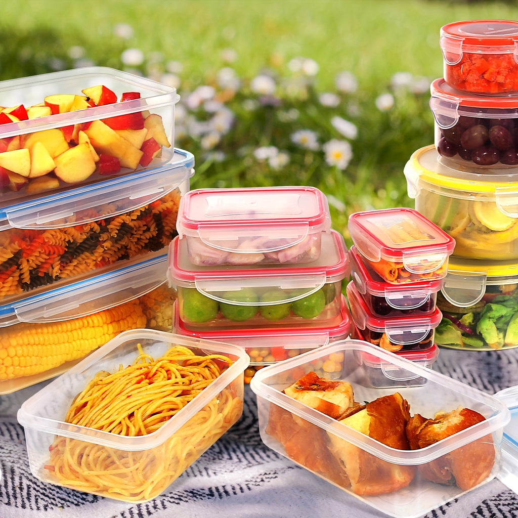 16-50PCS Food Storage Containers Set - BPA-Free Plastic Containers with Lids, Labels & Marker - Stackable, Leak-Proof, Reusable Kitchen Organizers for Meal Prep & Pantry Storage