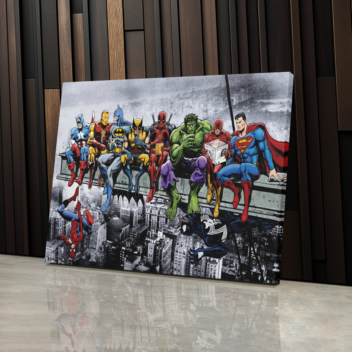 Superheroes Skyscraper Canvas – Marvel & DC Wall Art for Kids