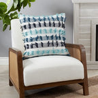 Fennco Styles Boho Striped Fringe Cotton Decorative Throw Pillow 20" W X 20" L – Blue Textured Cushion for Couch, Sofa, Bedroom, Office and Living Room Décor