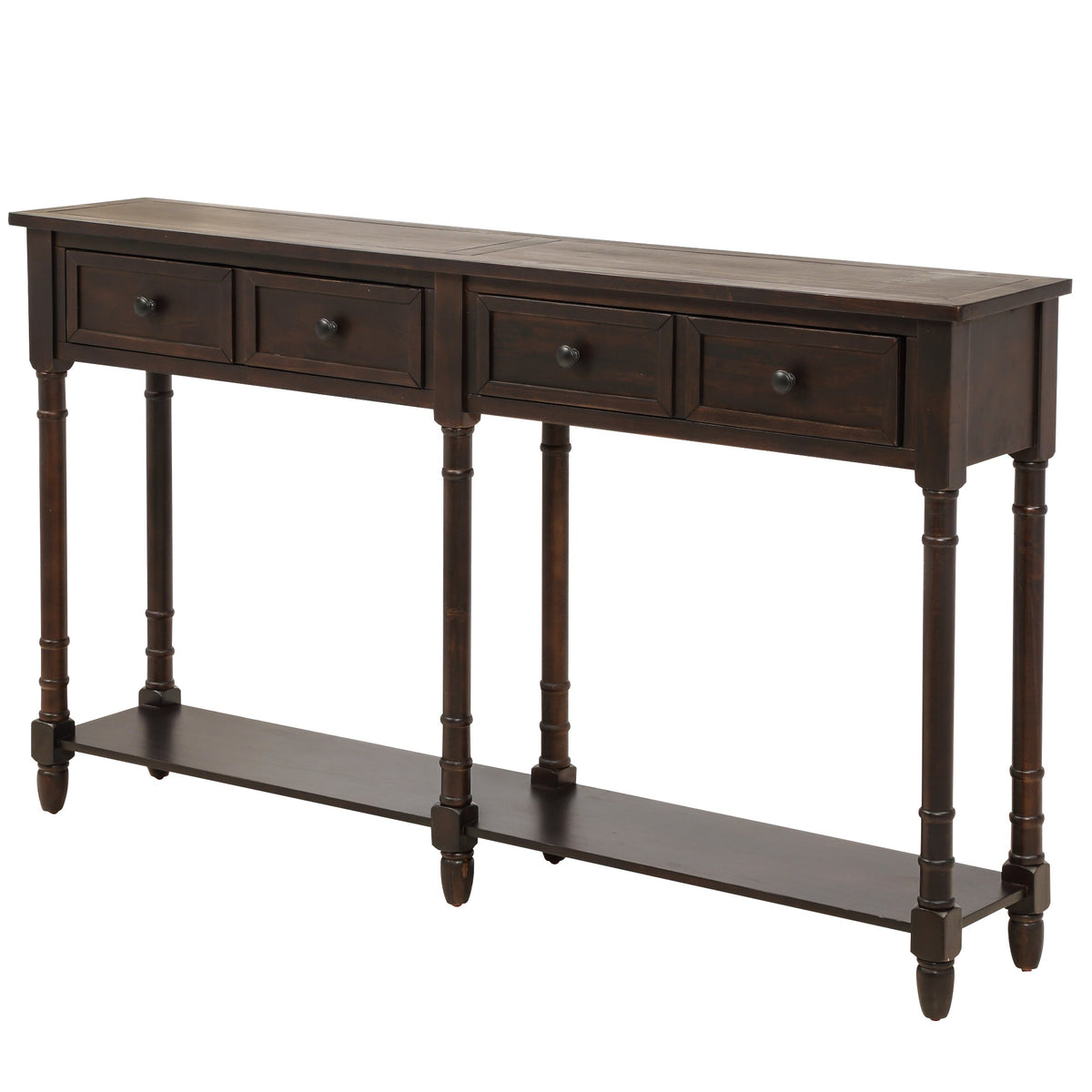 TREXM Console Table Sofa Table Easy Assembly with Two Storage Drawers and Bottom Shelf for Living Room Entryway (Espresso)