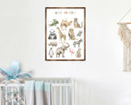 Wild Animals Kids Room Decor - Montessori Wooden Poster - Homeschool I Educational Poster - Classroom Decor - Playroom Art - 310219