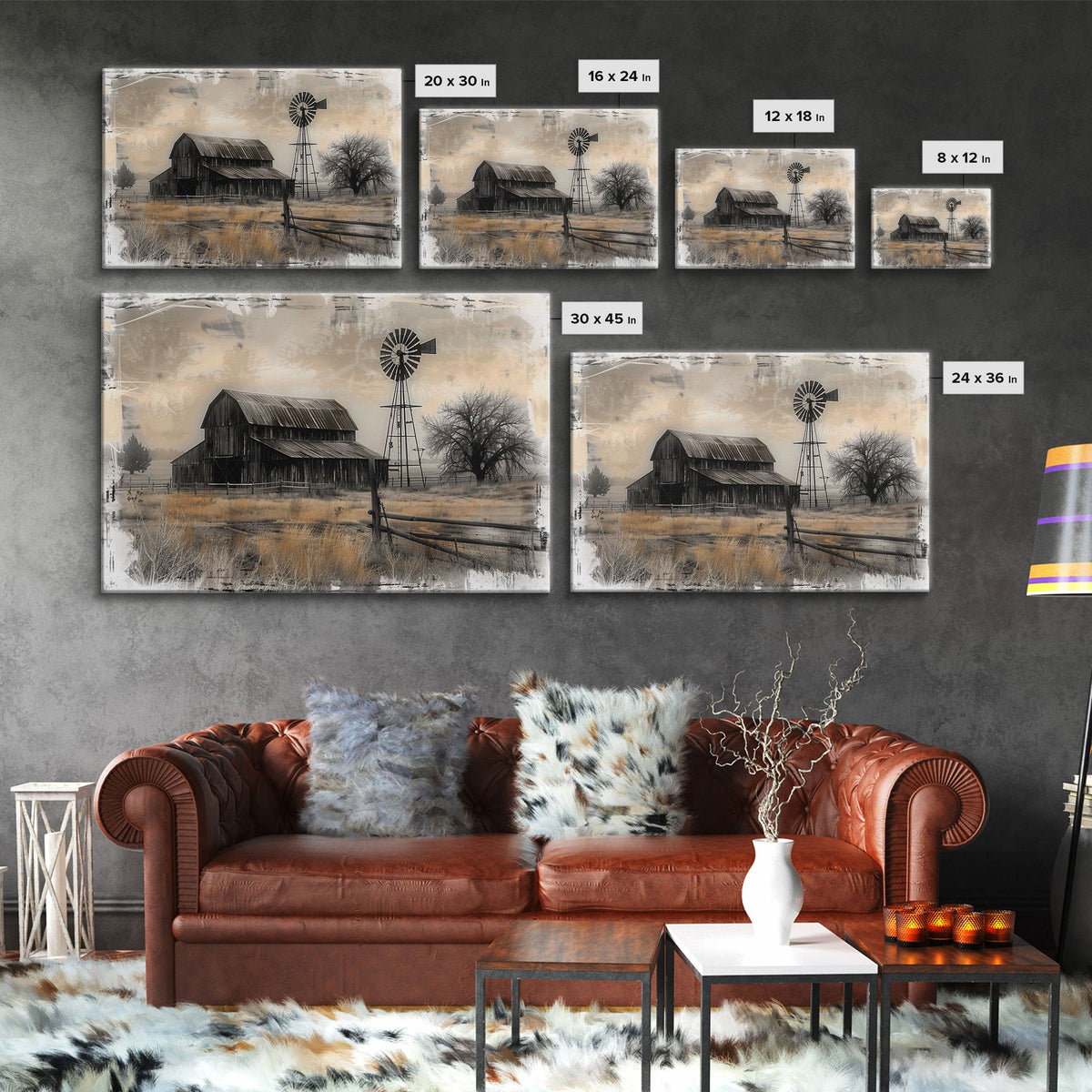 Farmhouse Barn Wall Art Canvas Print Painting Metal Art Vintage Decor Country Art Wood Frame Art Rustic Primitive Art Old Barn Painting