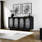 Modern Accent Sideboard Cabinet with Acrylic Doors, Freestanding Storage Cupboard Console Table for Kitchen Dining Black