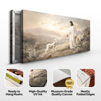 Jesus Protects The Lamb From Wolves Faith Wall Art X