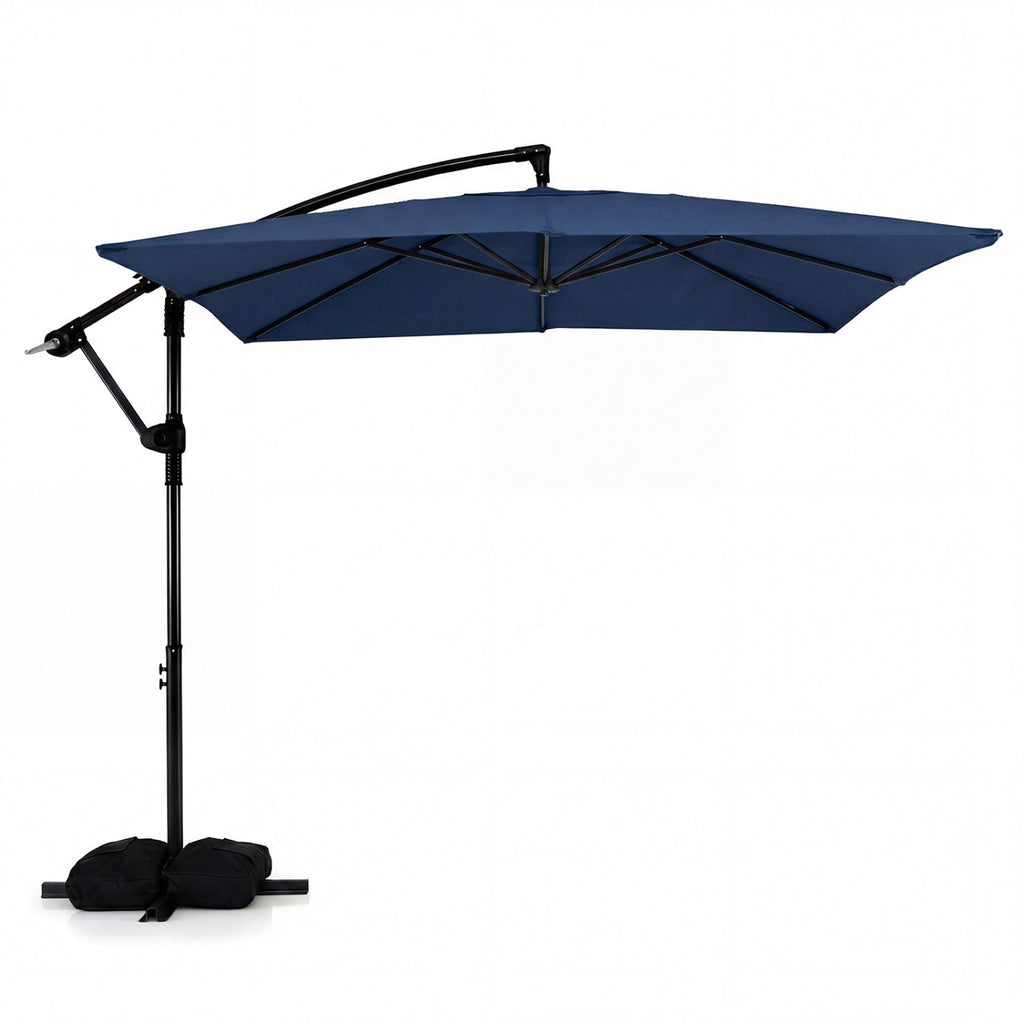 8 x 8 FT Offset Cantilever Patio Umbrella Square Hanging Outdoor Market Umbrella with 360¬∞ Rotation