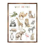 Wild Animals Kids Room Decor - Montessori Wooden Poster - Homeschool I Educational Poster - Classroom Decor - Playroom Art - 310219