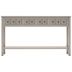 TREXM Rustic Entryway Console Table60" Long Sofa Table with two Different Size Drawers and Bottom Shelf for Storage (Gray Wash)