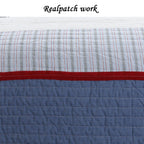 Levi Jean Stripped Denim Blues Cotton Reversible Quilt Bedding Set