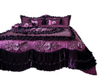 Tache Satin Ruffle Dark Purple Floral Midnight Bloom Comforter (BM-6438)