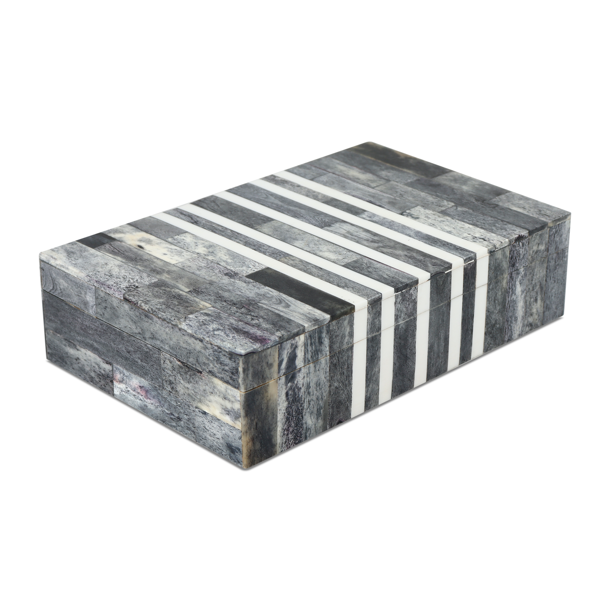Decorative Storage Box Patisserie Cafe Bone & Resin Inlay, Grey - 7 Sizes