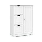 Bathroom Floor Cabinet Side Storage Cabinet with 3 Drawers and 1 Cupboard