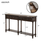 TREXM Console Table Sofa Table Easy Assembly with Two Storage Drawers and Bottom Shelf for Living Room Entryway (Espresso)