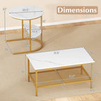 Coffee Table 2-Tier Rectangle Coffee Table and Side End Table with Storage Shelves