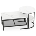 Coffee Table 2-Tier Rectangle Coffee Table and Side End Table with Storage Shelves