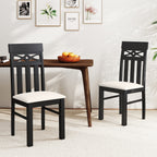 Dining Chairs Set of 2 High Back Dining Room Chairs with Padded Seat and Rubber Wood Frame-Black