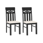 Dining Chairs Set of 2 High Back Dining Room Chairs with Padded Seat and Rubber Wood Frame-Black