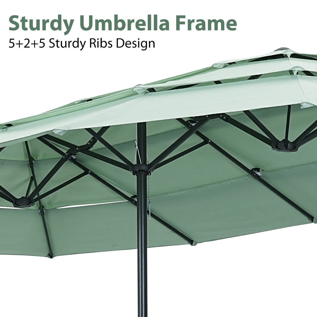 Ainfox 15ft Large Patio Umbrella, 3-Tiers Outdoor Double-Sided Rectangle Market Heavy Duty Umbrellas