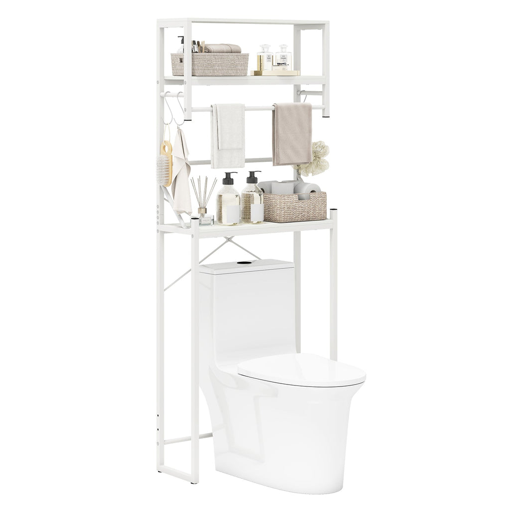 Over the Toilet Storage Rack 3-Tier Over Toilet Bathroom Organizer with Towel Holder-White