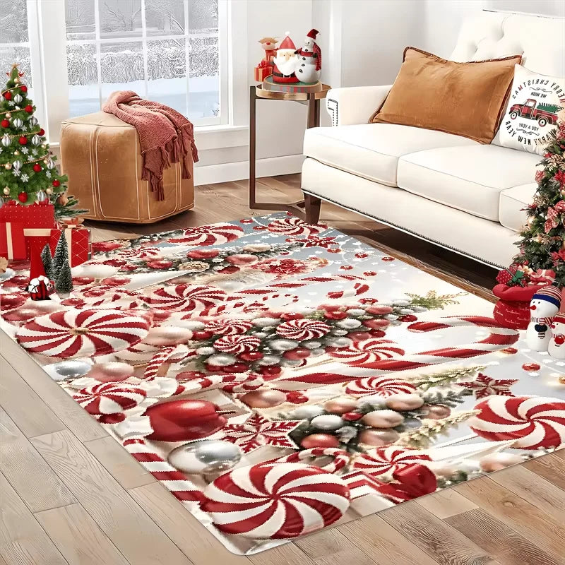 VIKAMA Christmas Rug Festive Carpet For Live Room Large Area Rug Bedroom Rug Soft Doormat Welcome Mat Home Decoration