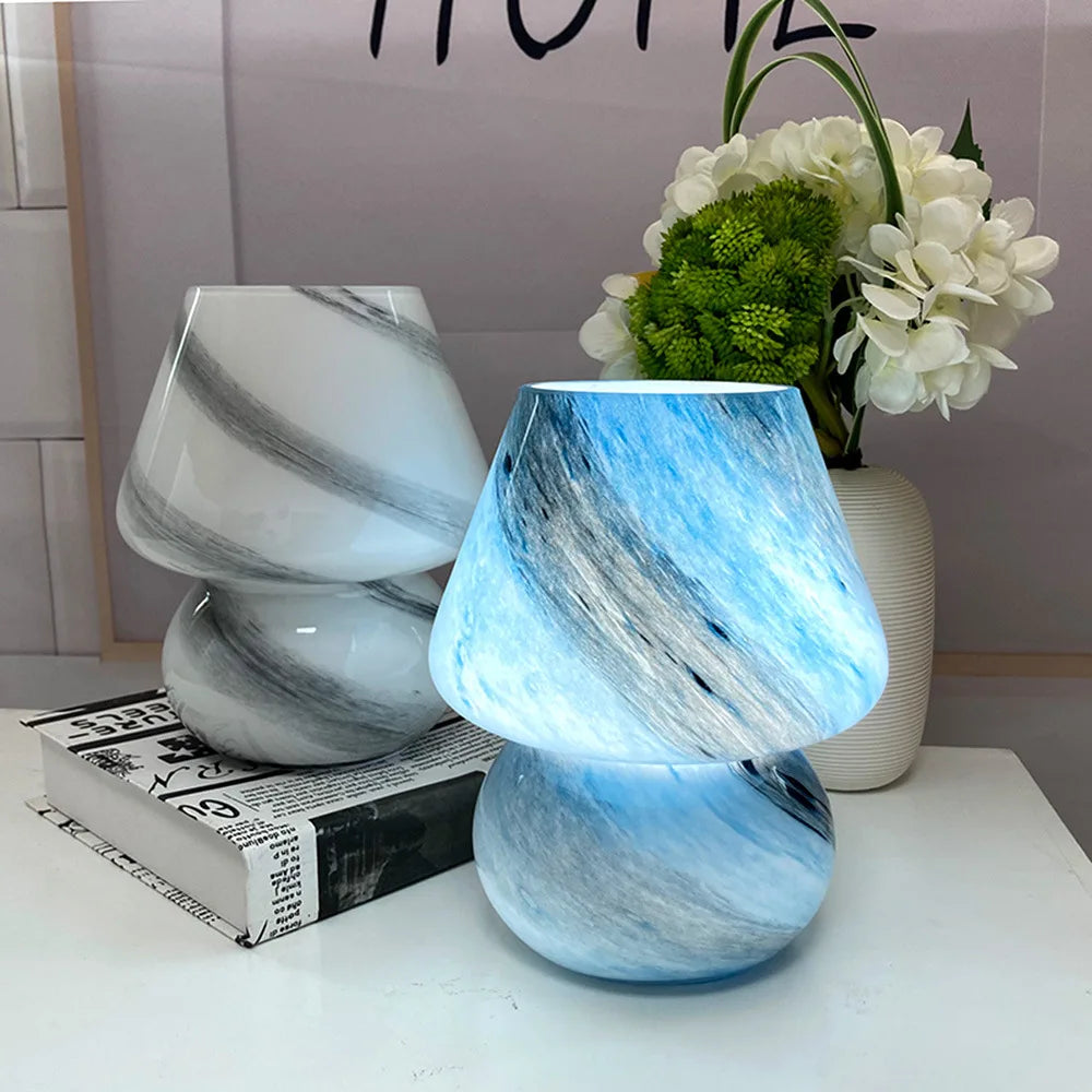 Ins Medieval Style Handmade Glass Mushroom Table Lamp Planet Bedroom Creative Bedside Earth Moon Mars Night Lamp Drop Shipping