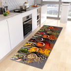 VIKAMA Scandinavian Waterproof Rug Antibacterial Stain Resistant Spice Printed Machine Washable Modern Kitchen Rugs Home Decor
