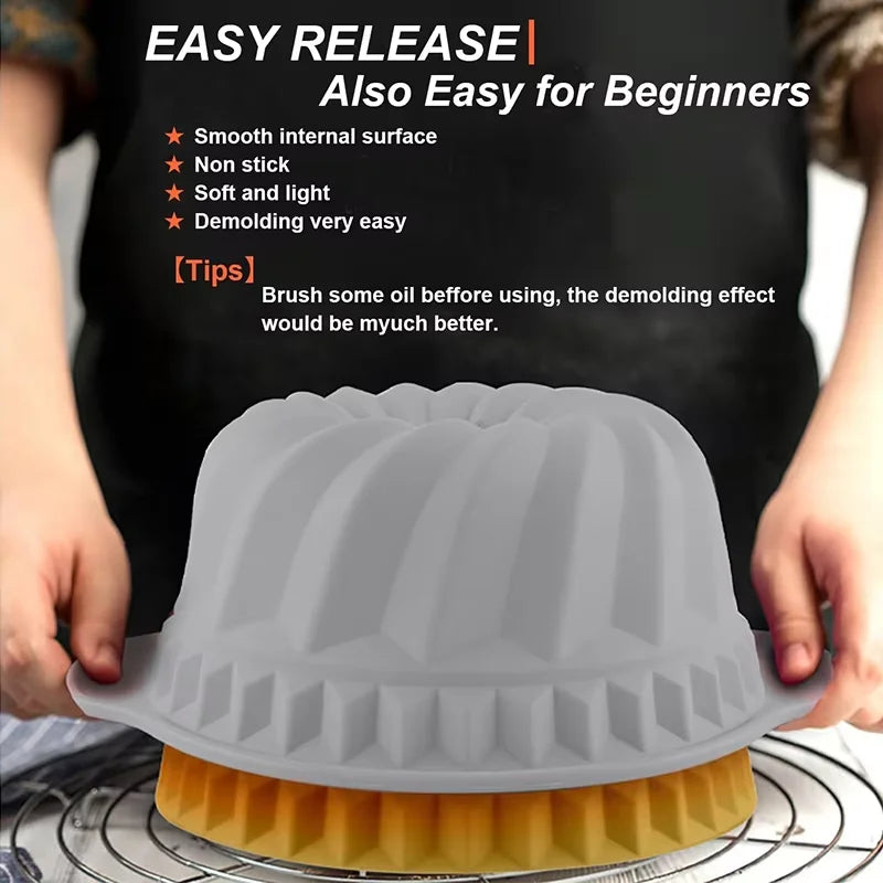 Silicone Fluted Cake Pans Non-Stick Kitchen Oven Baking Pans Easy Release Oven Cake Molds with Muffin Pan Donut Pan Loaf Pan