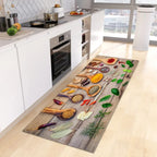VIKAMA Scandinavian Waterproof Rug Antibacterial Stain Resistant Spice Printed Machine Washable Modern Kitchen Rugs Home Decor