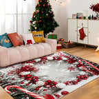 VIKAMA Christmas Rug Festive Carpet For Live Room Large Area Rug Bedroom Rug Soft Doormat Welcome Mat Home Decoration